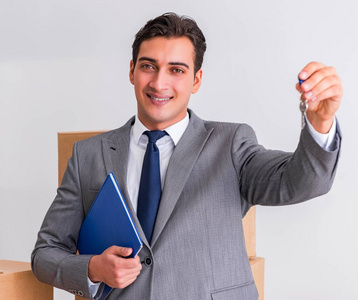 簡約房屋鑰匙布局設計 房屋經紀文本展示方案